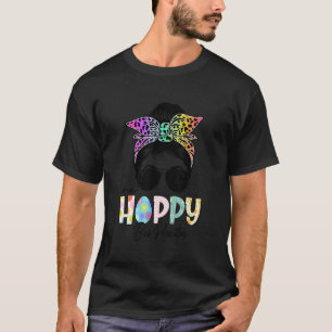 One Hoppy Bus Monitor Messy Bun Teacher Easter Day T-Shirt