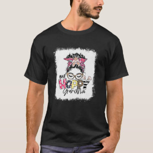 One Hoppy Grandma Leopard Messy Bun Grandma Easter T-Shirt