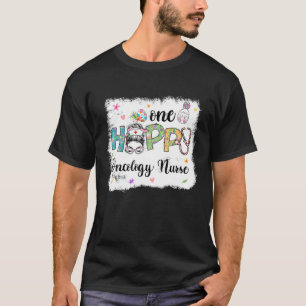 One Hoppy Oncology Nurse Bunny Messy Bun Easter Ma T-Shirt