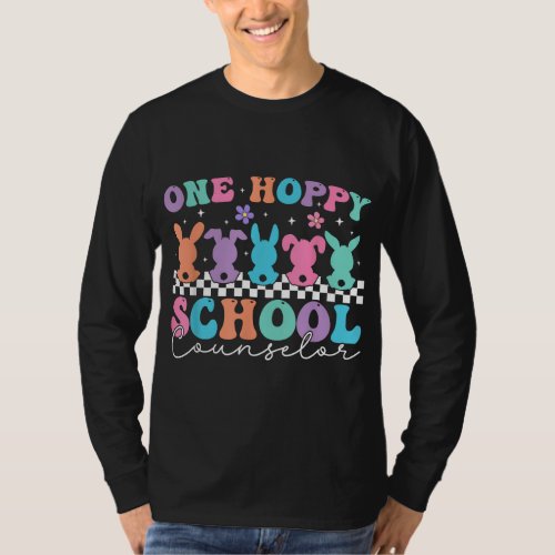 One Hoppy School Counselor Retro Bunny Easter Day  T_Shirt
