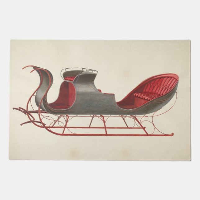 One Horse Open Sleigh - Christmas Doormat (Front)