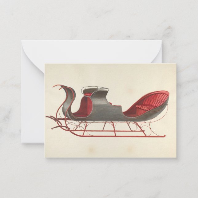 One Horse Open Sleigh - Christmas Note Card (Front)