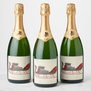 One Horse Open Sleigh - Christmas Sparkling Wine Label