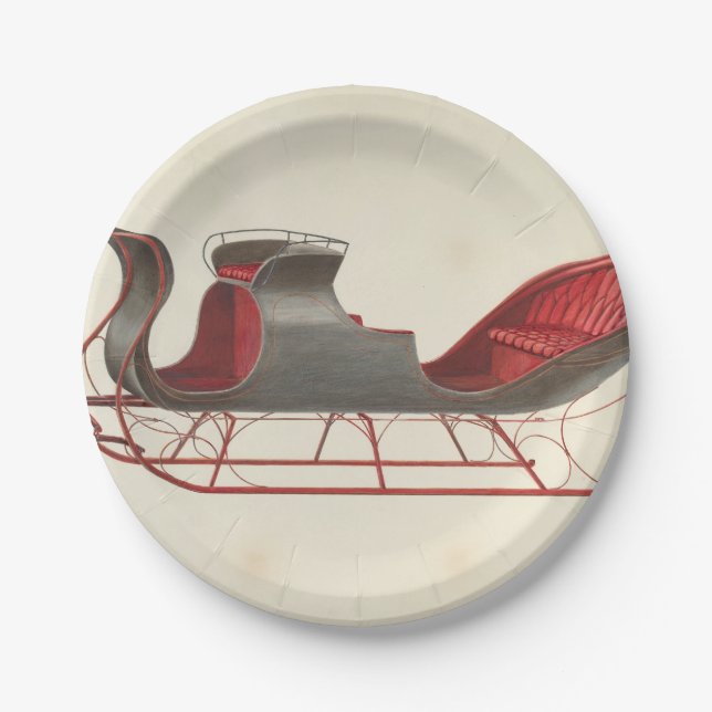 One Horse Open Sleigh - Fred Weiss Paper Plates (Front)