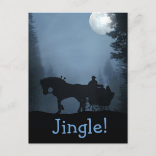 One Horse Open Sleigh Postcard Xmas Holiday