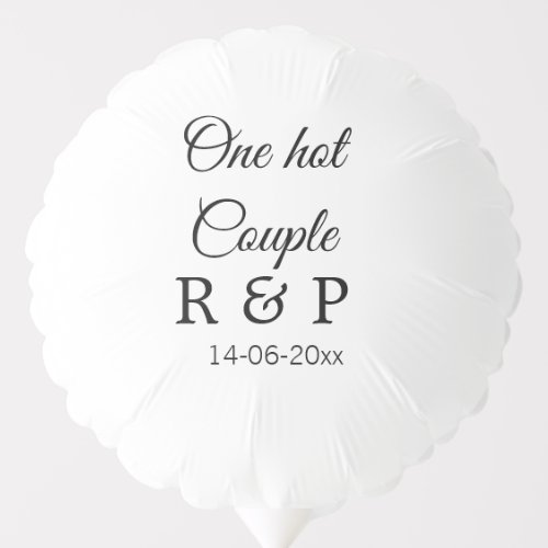 One hot add couple name initial letter text date balloon