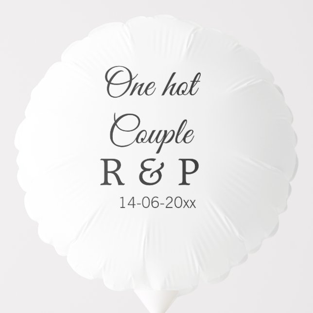 One hot add couple name initial letter text date balloon (Front)