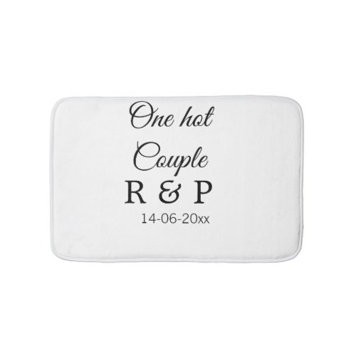 One hot add couple name initial letter text date bath mat