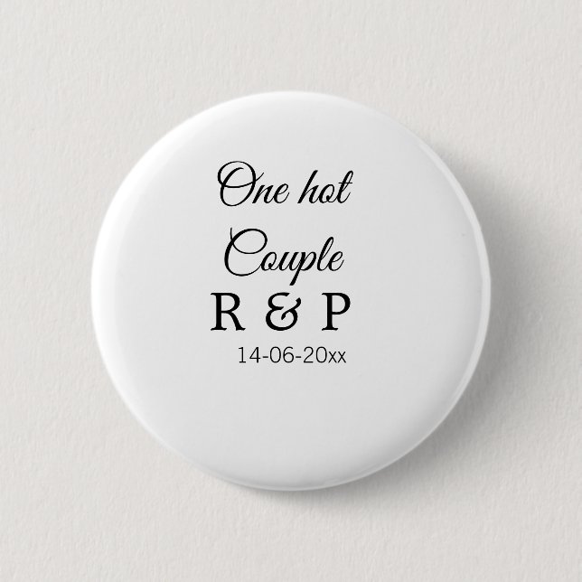One hot add couple name initial letter text date button (Front)