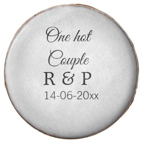 One hot add couple name initial letter text date chocolate covered oreo