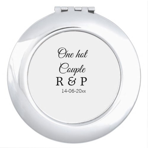 One hot add couple name initial letter text date compact mirror