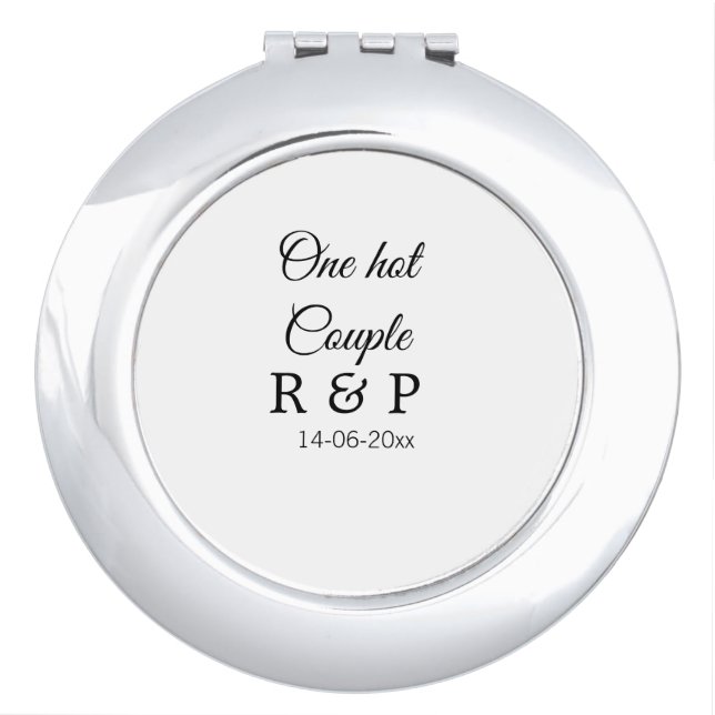One hot add couple name initial letter text date compact mirror (Front)
