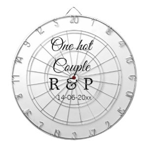 One hot add couple name initial letter text date dart board
