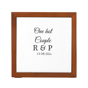 One hot add couple name initial letter text date desk organizer