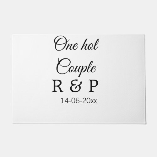 One hot add couple name initial letter text date doormat