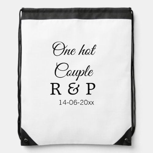 One hot add couple name initial letter text date drawstring bag