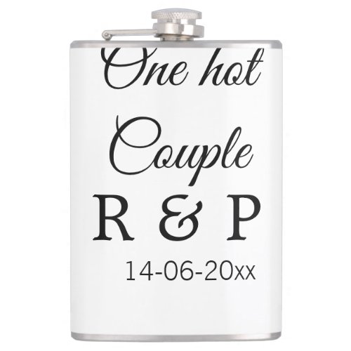 One hot add couple name initial letter text date flask