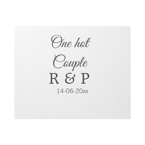 One hot add couple name initial letter text date gallery wrap