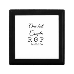 One hot add couple name initial letter text date gift box