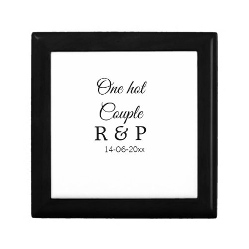 One hot add couple name initial letter text date gift box