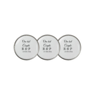 One hot add couple name initial letter text date golf ball marker