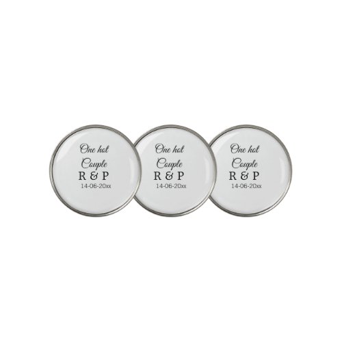 One hot add couple name initial letter text date golf ball marker