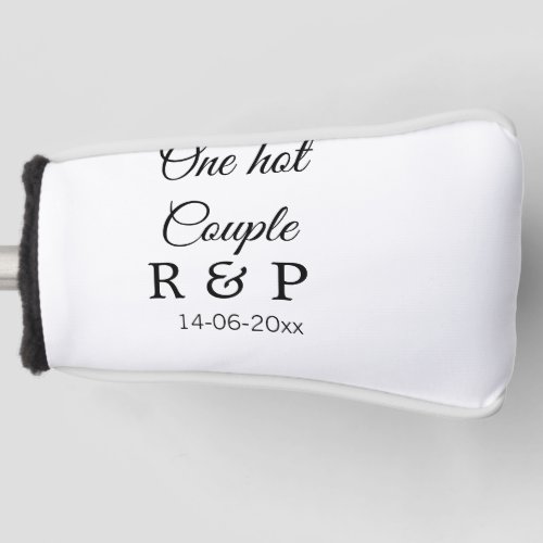 One hot add couple name initial letter text date golf head cover