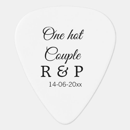 One hot add couple name initial letter text date guitar pick