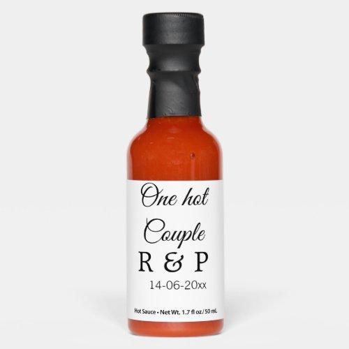 One hot add couple name initial letter text date hot sauces