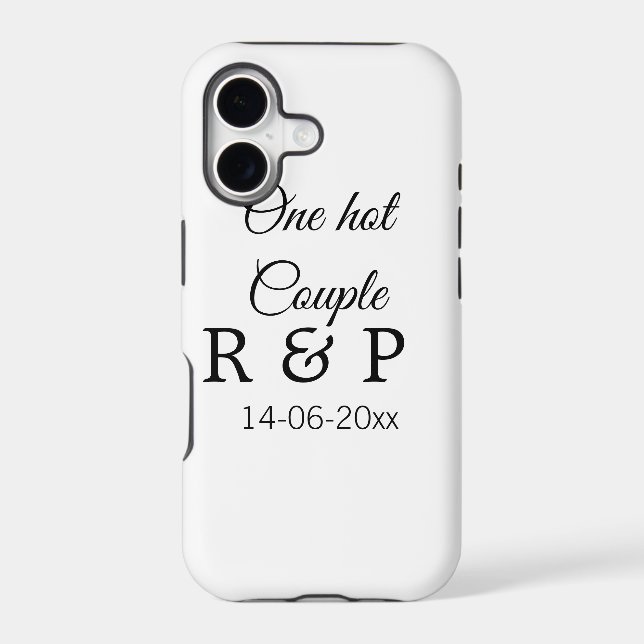 One hot add couple name initial letter text date iphone case (Back)