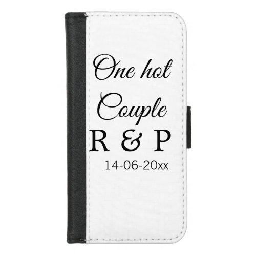 One hot add couple name initial letter text date iPhone 87 wallet case