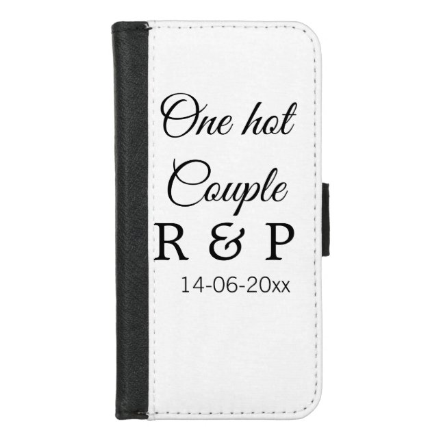 One hot add couple name initial letter text date iPhone wallet case (Front)