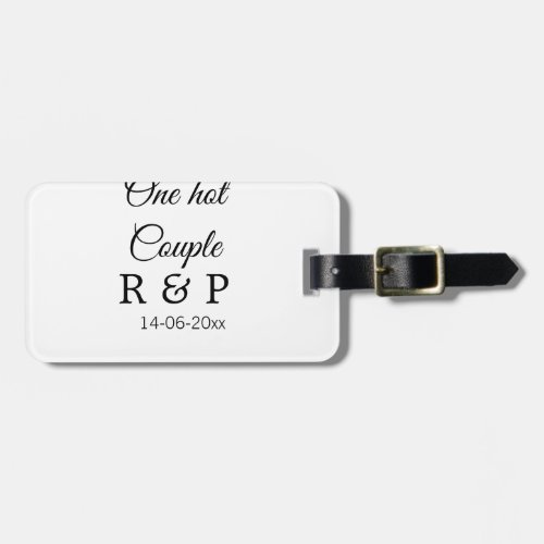 One hot add couple name initial letter text date luggage tag