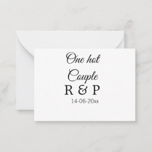 One hot add couple name initial letter text date note card
