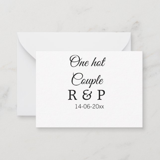 One hot add couple name initial letter text date note card (Front)