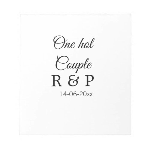 One hot add couple name initial letter text date notepad