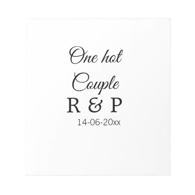 One hot add couple name initial letter text date notepad (Front)