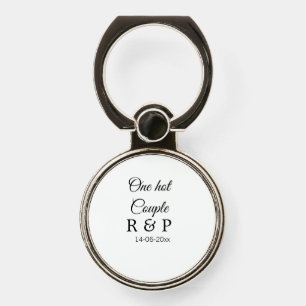 One hot add couple name initial letter text date phone ring stand