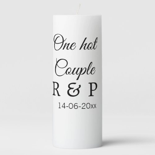 One hot add couple name initial letter text date pillar candle
