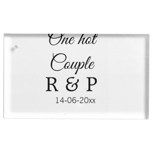 One hot add couple name initial letter text date place card holder