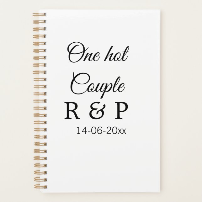 One hot add couple name initial letter text date planner (Front)