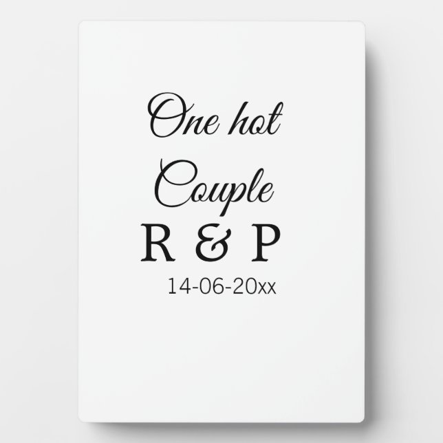 One hot add couple name initial letter text date plaque (Front)