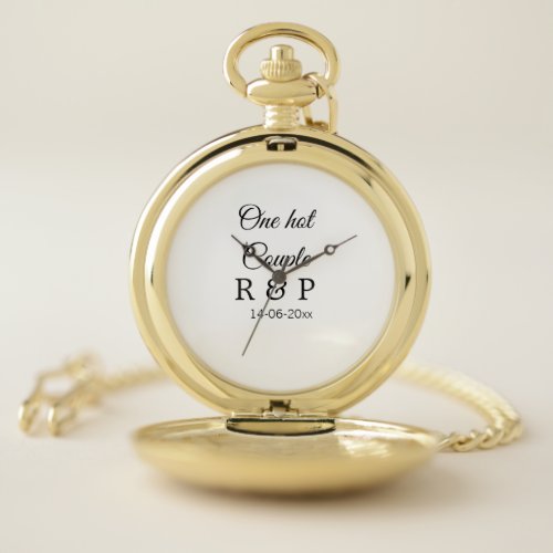 One hot add couple name initial letter text date pocket watch