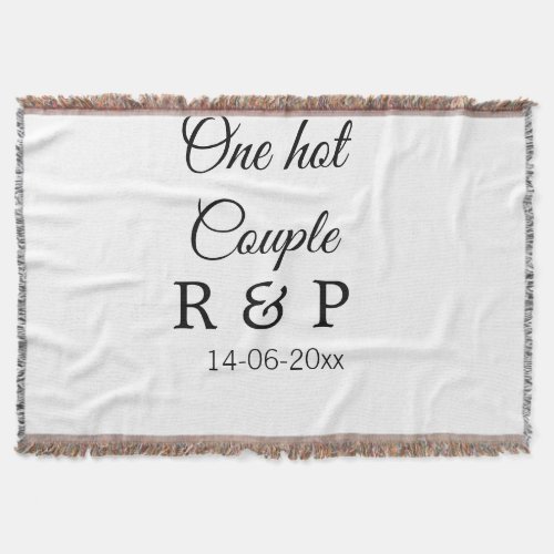 One hot add couple name initial letter text date throw blanket