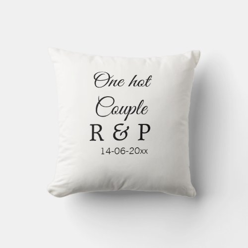 One hot add couple name initial letter text date throw pillow