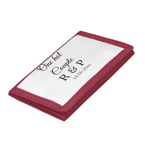 One hot add couple name initial letter text date trifold wallet