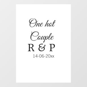 One hot add couple name initial letter text date wall decal