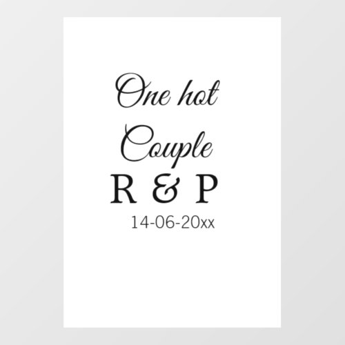 One hot add couple name initial letter text date wall decal 