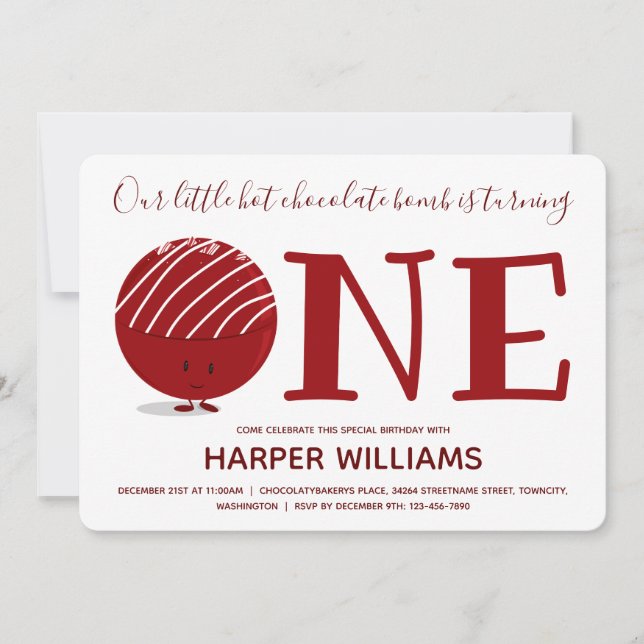 One Hot Chocolate Bomb First Birthday Invitation (Front)