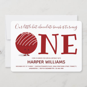 One Hot Chocolate Bomb First Birthday Invitation
